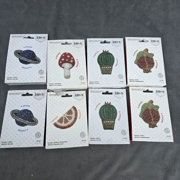 Lots 8 DIY Cross Stich Klart Brooches Kits - Picture 9 of 9